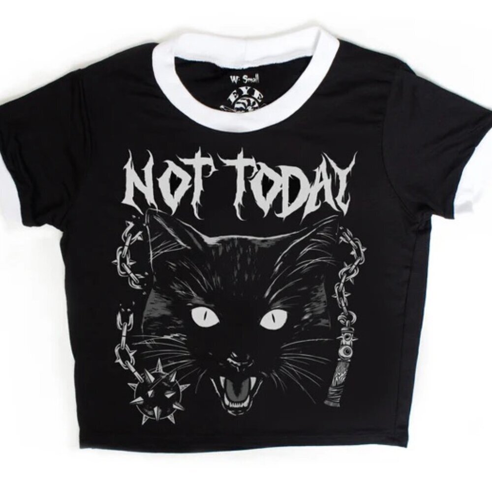 Eye Candy "Not Today" Ringer Cropped Tee – Womens Large